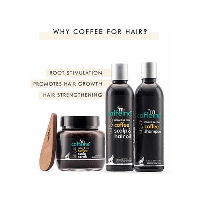 mCaffeine Coffee Hair Fall Control Kit - Shampoo, Hair Oil & Scalp Scrub 700ml - Shampoos