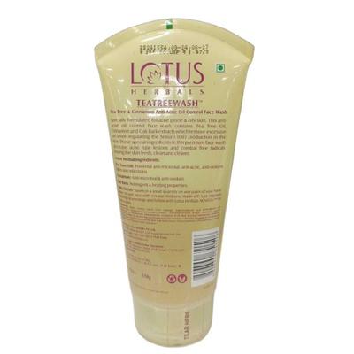 Lotus Herbals Teatreewash Tea Tree & Cinnamon Anti-Acne Oil Control Face Wash 150 g - Face Washes