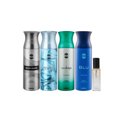 Ajmal Silver Shade & Avid & Raindropss & Blu Deo & Aretha EDP Pack of 5 20 ml - Women Perfumes (Edt/Edp)