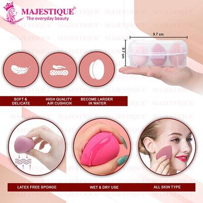 Majestique 3 Blender Box Blending Sponge Makeup Cosmetic Sponge For Dry and Wet Use 3's - Sponges & Applicators