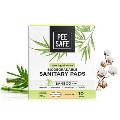 Pee Safe 100% Organic Cotton Biodegradable Sanitary Pads (Regular) 10's - Sanitary Napkins