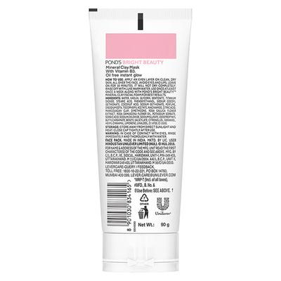 Pond's Bright Beauty Mineral Clay Face Mask For Oil Free Instant Glow 90 gm - Masks & Peels