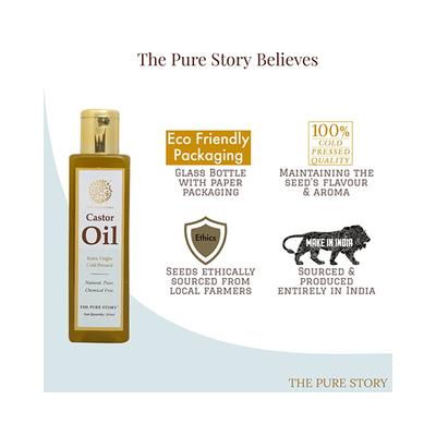 The Pure Story Castor Oil Pure Natural, Extra Virgin Cold Pressed 100ml - Hair Oils