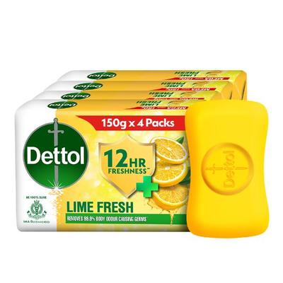 Dettol Soap - Lime Fresh (Pack of 4 x 150 g) - Soaps