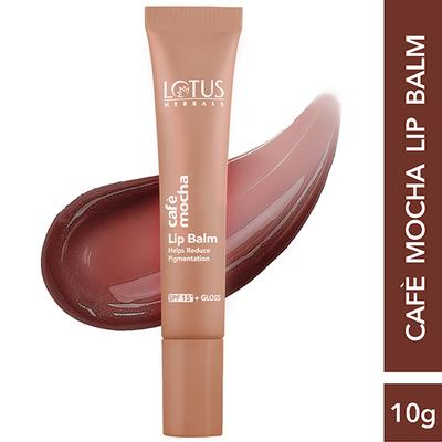 Lotus Herbals Cafe Mocha Lip Balm with SPF 15 for Dry and Chapped Lips Vegan, Brown 10 g - Lip Balms