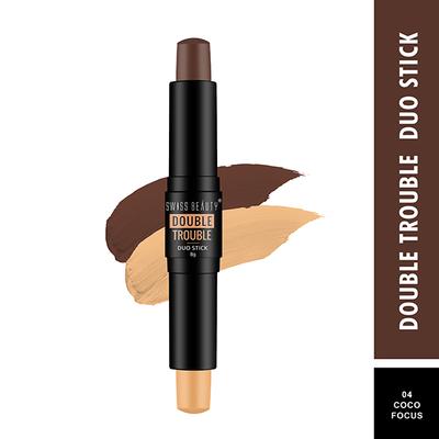 Swiss Beauty Double Trouble Duo Stick Contour and Highlighter Stick - ( 4 Coco Focus) 8gm - Highlighters & Illuminators
