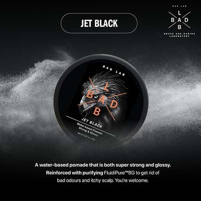 Bad Lab Jet Black Water-based Pomade, Strong & Glossy 80 gm - Pomades