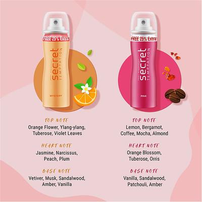 Secret Temptation Travel Pack with Pink Romance Mystery Mini Deodorant for Women 50ml Each 4's - Women Deodorants/Roll-Ons