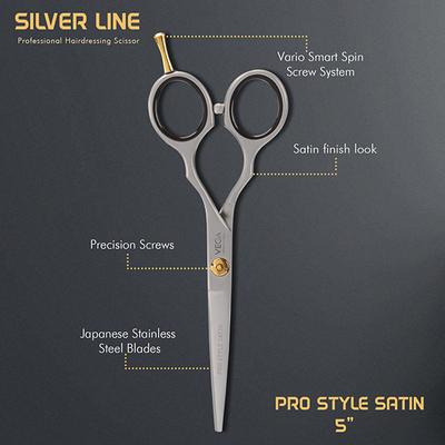 Vega Professional Pro Style Satin 5' Silver Line Hairdressing Scissor (VPMSC-09) 1's - Grooming Kits
