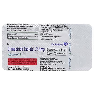 Glimy 4mg Tablet 10'S - Diabetes-Ant