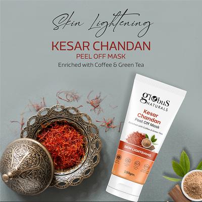 Globus Naturals Kesar Chandan Peel Off Mask Enriched with Coffee & for Skin Lightening 100Gm - Masks & Peels