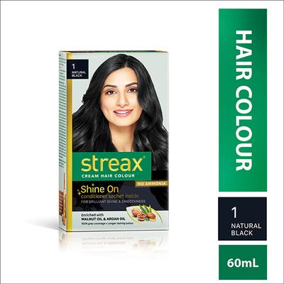 Streax Hair Colour - Natural Black (35gm+25ml) 1's - Crème