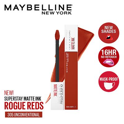 Maybelline New York Super Stay Matte Ink Liquid Lipstick x Rogue Reds, 285 Gritty 5 ml - Lipsticks