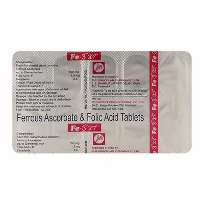 FE 3 XT Tablet 10'S - Iron Supplement/Anaemia-Vma