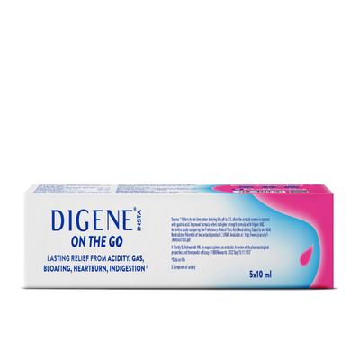 Digene Insta On The Go Liquid - Mint Flavour (Pack of 5 x 10ml) - Acidity