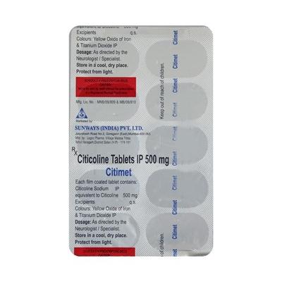 Citimet 500mg Tablet 10'S - Nootropics And Neurotrophics