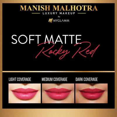 Manish Malhotra Beauty By MyGlamm Soft Matte Lipstick-Rocky Red 4 gm - Lipsticks
