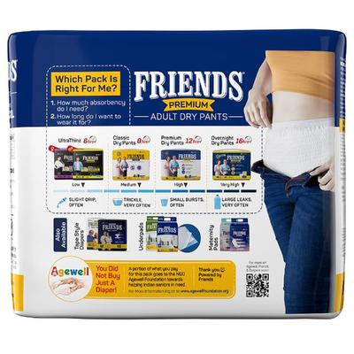 Friends Premium Adult Dry Pants (M) 10's - Adult Diapers & Pads