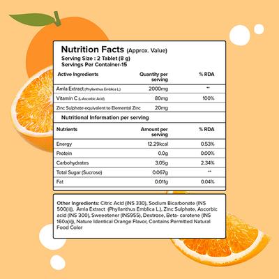 Plix The Plant Fix Vitamin C Immunity Booster 15 Effervescent Tablets (Orange Flavour) 1's - Vitamin C