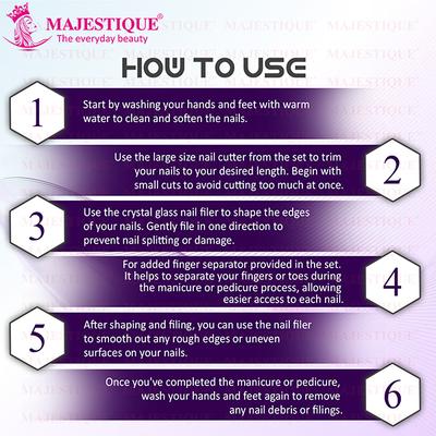 Majestique Multi Purpose Nail Kit with Glass Filer, Cutter and Toe Separator - Multicolor 1's - Cleansing Brushes