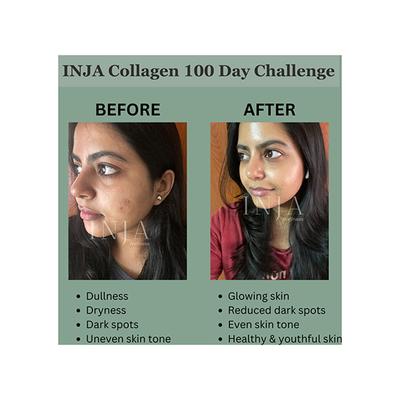 Inja Wellness Beauty Collagen For Skin, Hair & Nails, With Vit C, Glutathione,Biotin & More - Orange Flavour 125 gm - Hair & Skin