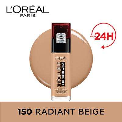L'Oreal Paris Infallible 24H Fresh Wear Foundation, 150 Radiant Beige 30 Gm - Foundation