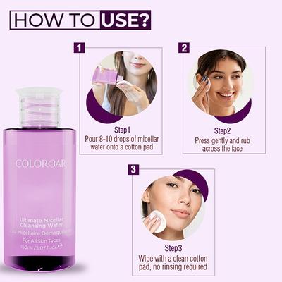 Colorbar Ultimate Micellar Cleansing Water for all Skin Types-UMCW001 150ml - Make Up Removers
