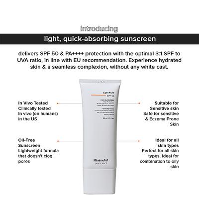 Minimalist Light Fluid SPF 50 Face Sunscreen 50 ml - Face Sunscreen