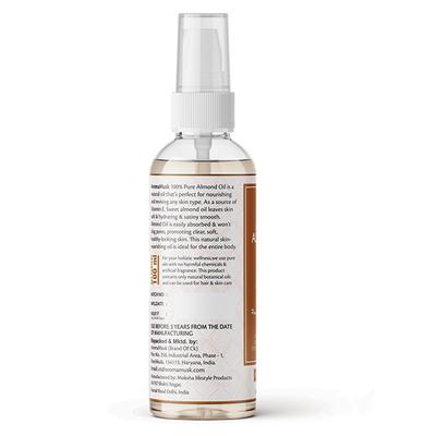 AromaMusk 100% Pure Cold Pressed Sweet Almond Oil For Massage, Skin, Under Eye & Hair 100 ml - Hair Oils