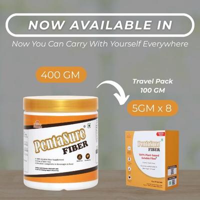 PentaSure 100% Plant-Based Soluble Fiber Powder (Travel Pack Sachet of 8 x 5 gm) - Daily Health Drinks