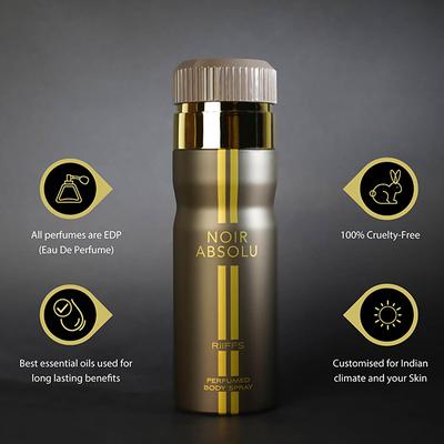 RiiFFS Noir Absolu Deodorant For Men, Perfumed Body Spray 200 ml - Men Deodorants/Roll-Ons