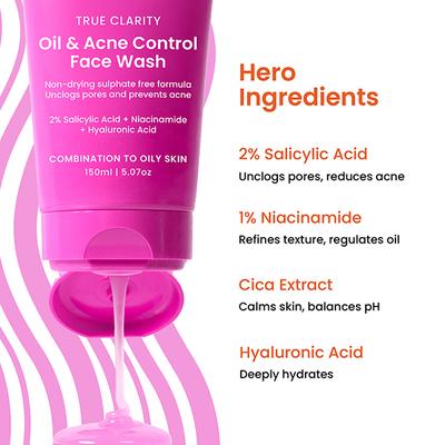 Foxtale Oil and Acne Control Face Wash - Fights Acne, Calms Skin, No Dryness 150 ml - Face Wash & Cleansers