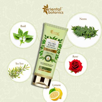 Oriental Botanics Neem, Tea Tree and Basil Face Wash 100 ml - Face Wash & Cleansers