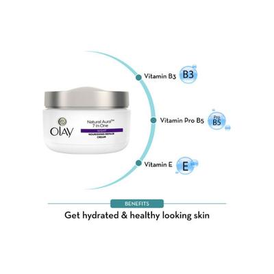 Olay Natural Aura 7 In One Night Cream with Vitamin B3, Pro B5, E 50gm - Face Moisturizers