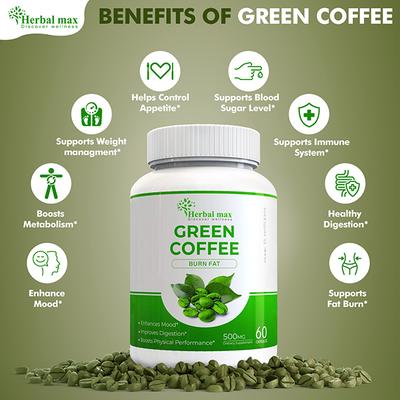 Herbal Max Green Coffee Burn Fat Dietary Supplement 500 mg Capsule 60's - Weight Loss
