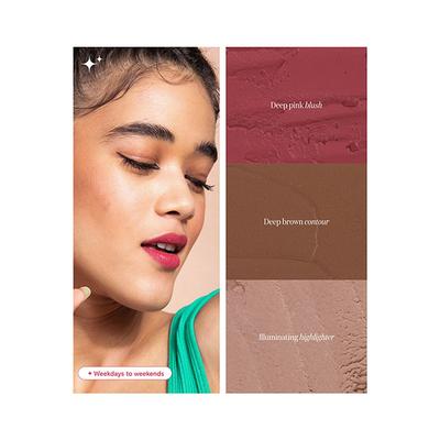 Gush Beauty Stacked In Your Favour- Day In & Day Out Cream Blush, Contour & Highlighter 6.9gm - Face Palettes