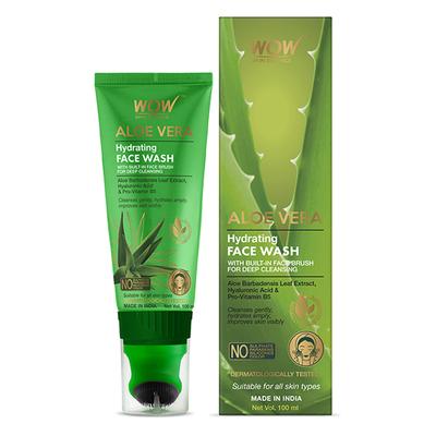 WOW Skin Science Aloe Vera Hydrating Gentle Face Wash GEL with Built-In Face Brush 100 ml - Face Washes