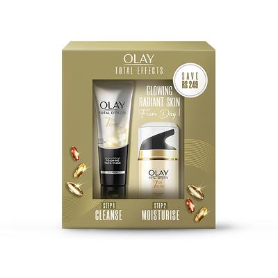 Olay Total Effects Day Anti-Aging Moisturiser (Spf 15) + Cleanser, 50G +100G 2's - Scrubs & Exfoliants
