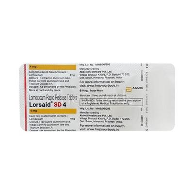 Lorsaid SD 4mg Tablet 10'S - Pain relief-Nsa