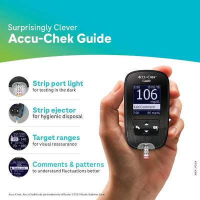 Accu-Chek Guide Glucometer Kit with Free 10 Strips - Blood Glucose Monitors/Strips