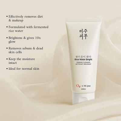 O3+ Mijoo Korea Rice Water Bright Foaming Cleanser for Korean Glass Skin 100g - Face Wash & Cleansers