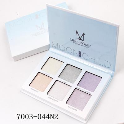Miss Rose 6 Color Metallic Glow Highlighter Palette 7003 - 044 02 24 gm - Face Palettes