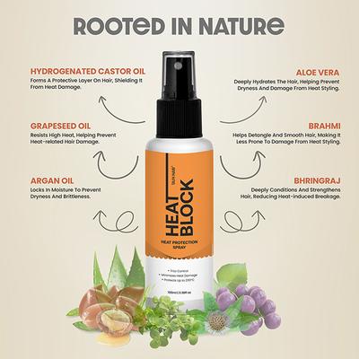 Tash Hair Heat Block Heat Protection Spray with Grapeseed Oil, Aloe & Herbs, No Parabens or Sulphates 100 ml - Hair Sprays & Mists