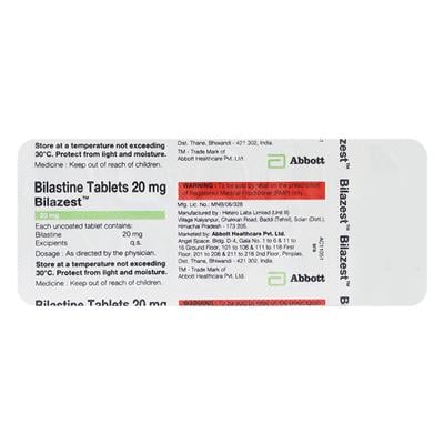 BILAZEST 20mg Tablet 10's - Allergies-Ant