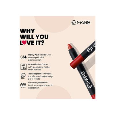 Mars Won'T Budge Won'T Smudge Lip Crayon - I Am Cute 3.5 gm - Lip Crayons