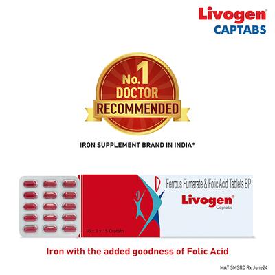 Livogen Captab Tablet 15'S - Iron Supplement/Anaemia-Vma