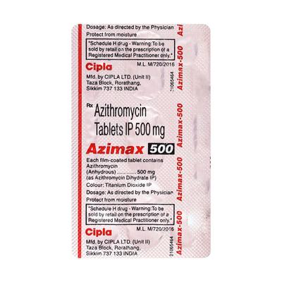Azimax 500mg Tablet 3'S - Bacterial Infections-Mac