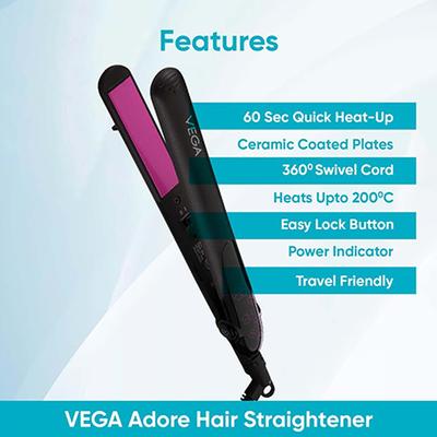 Vega 3-In-1 Hair Styling Kit Include- Hair Straightener, Dryer and Comb (VGGP-07) 1's - Straighteners