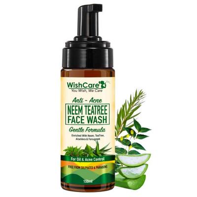 WishCare Neem TeaTree Face Wash - Face Wash For Oily Skin - Oil & Acne Control - Anti Acne Face Wash 150 ml - Face Washes