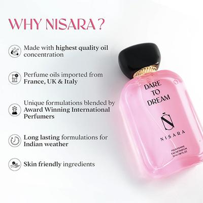 Nisara Dare to Dream Perfume Long Lasting Fragrance Fruity Floral Woody Eau De Parfum For Women 50 ml - Women Perfumes (Edt/Edp)